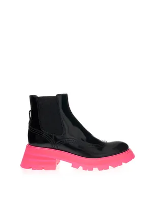 Alexander McQueen Chelsea Ankle Boots Fluo Pink Sole