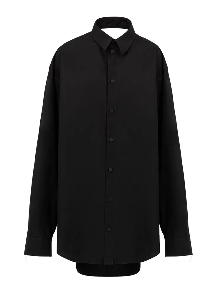 Balenciaga Shirt-Style Long Dress Black