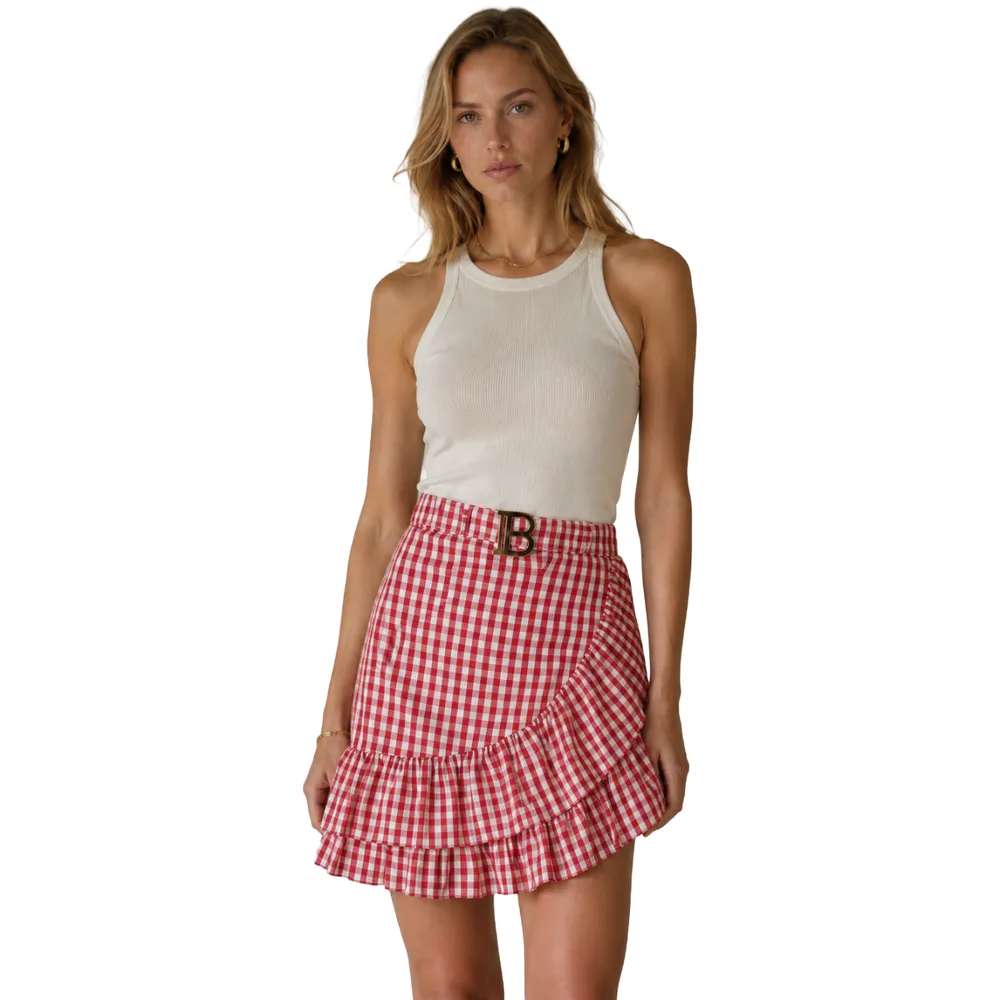 Balmain Skirt Quadretti Red