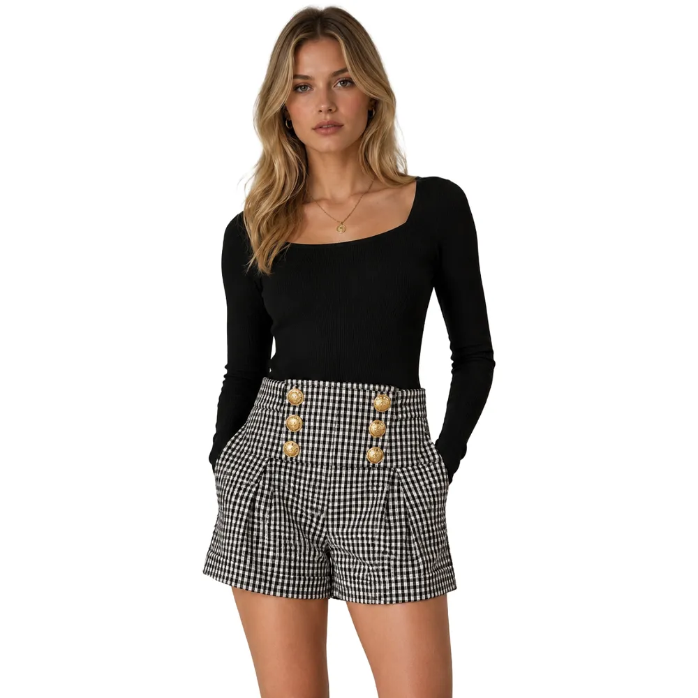 Balmain Shorts Quadretti Black