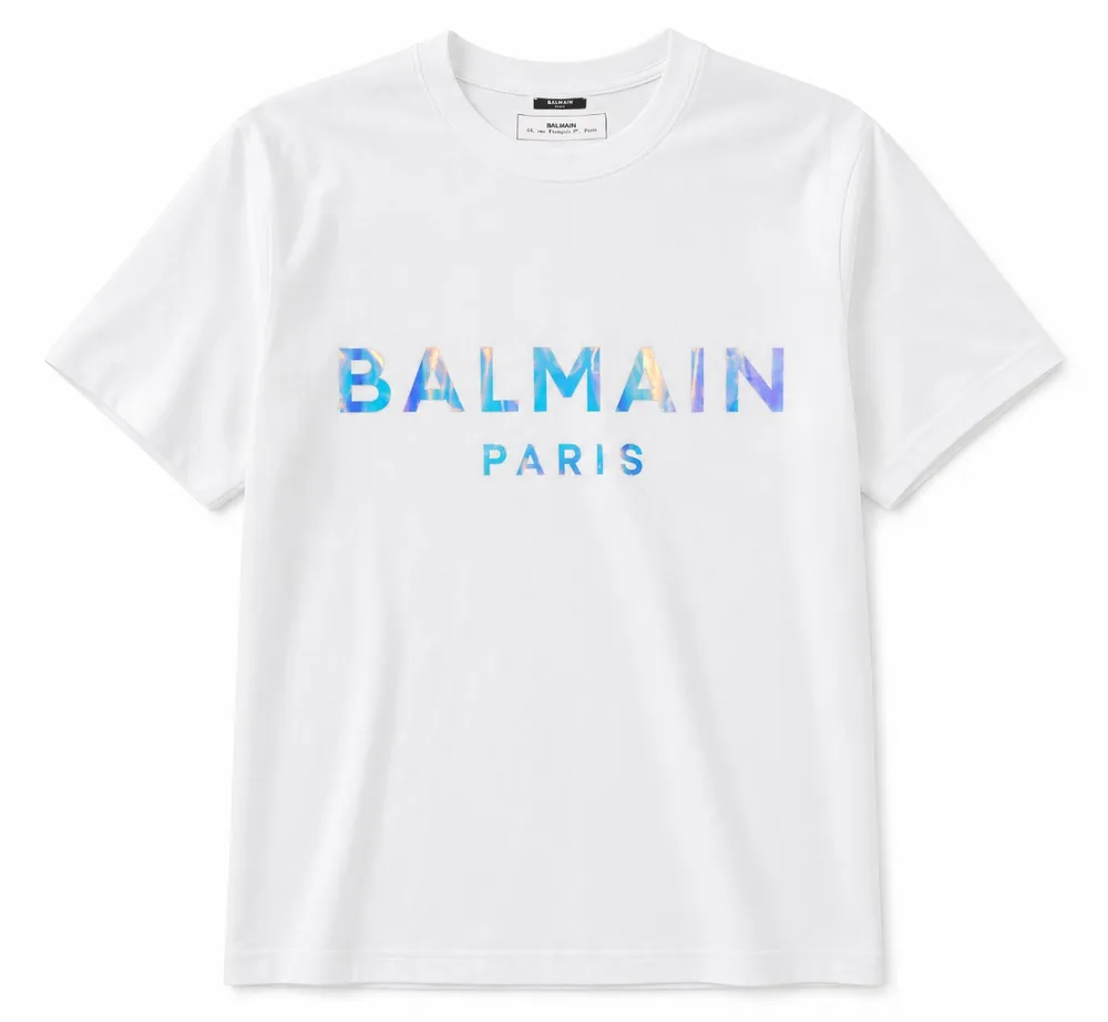 Balmain T-Shirt Paris Fluo White
