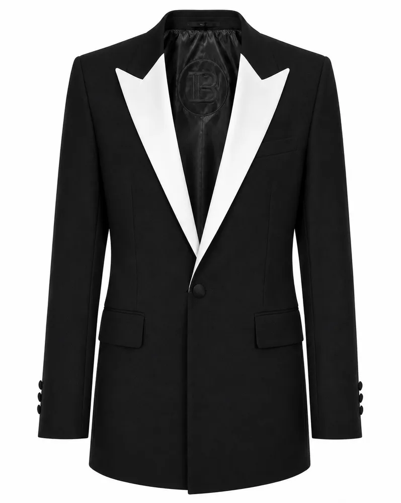 Balmain Jacket Elegant Lapel White Black