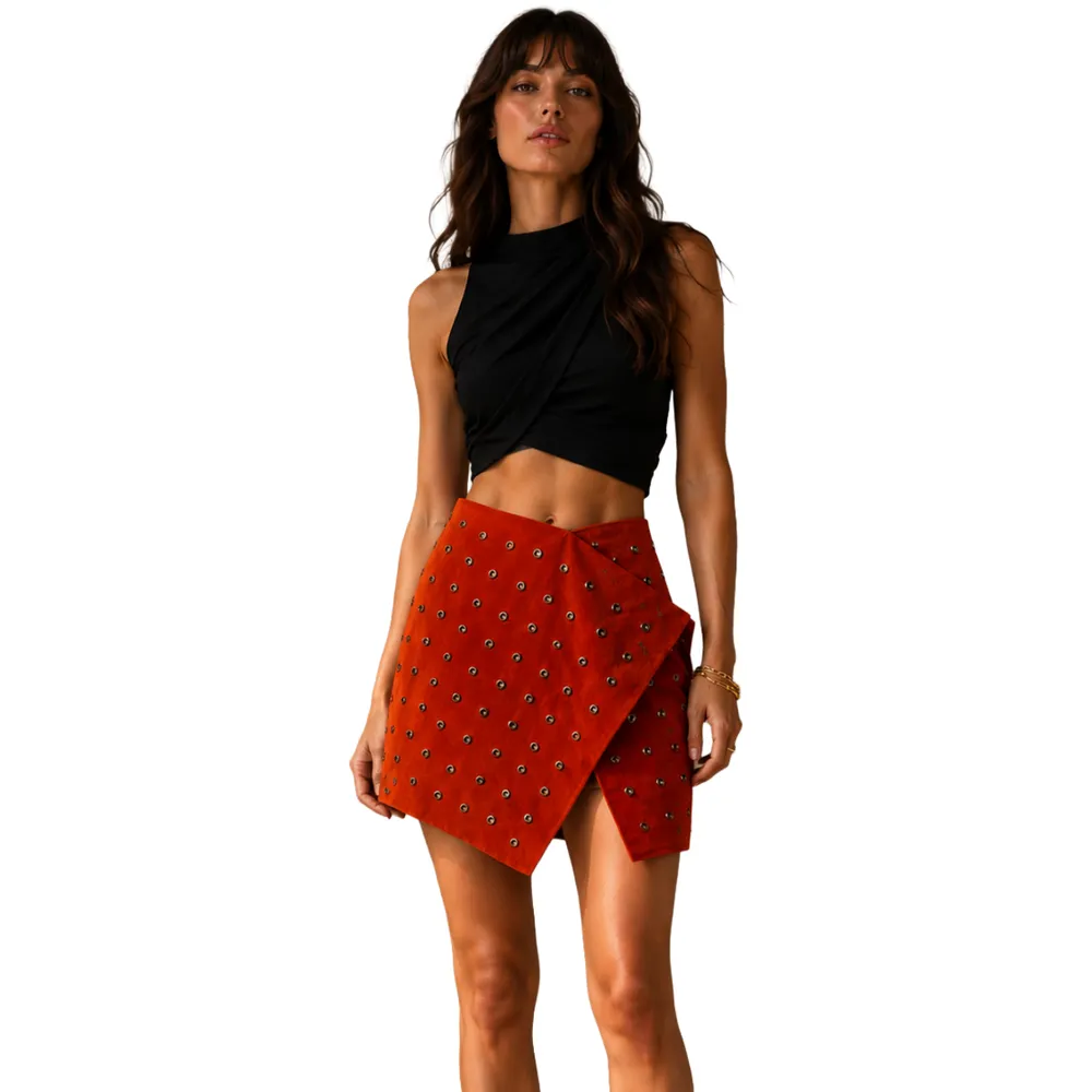 Balmain Skirt Leather Brown