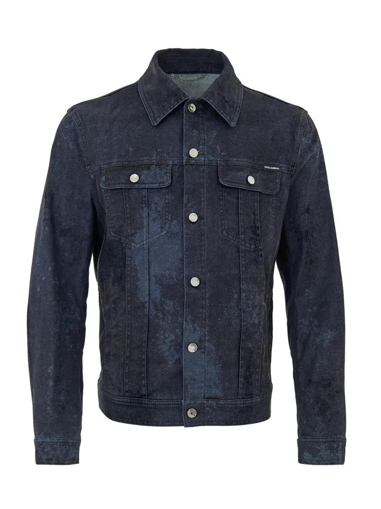 Dolce & Gabbana Dark Gray Coated-Effect Jacket