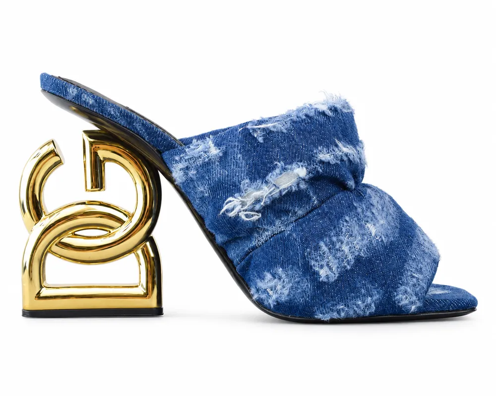 Dolce & Gabbana Sandali Denim Heel Sandals Blue