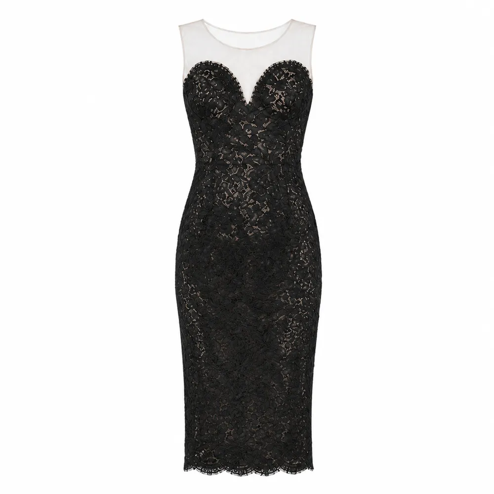 Dolce & Gabbana Sheath Dress Lace Black
