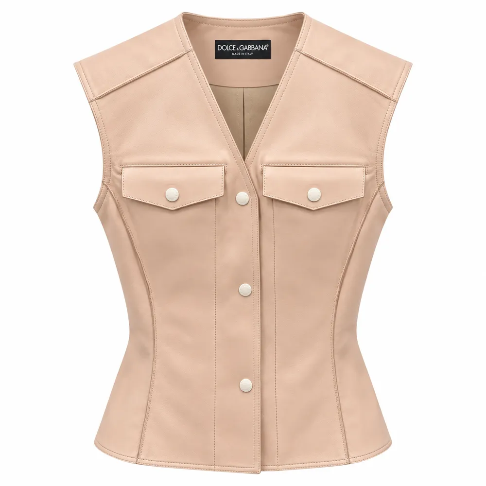 Dolce & Gabbana Vest Leather Beige