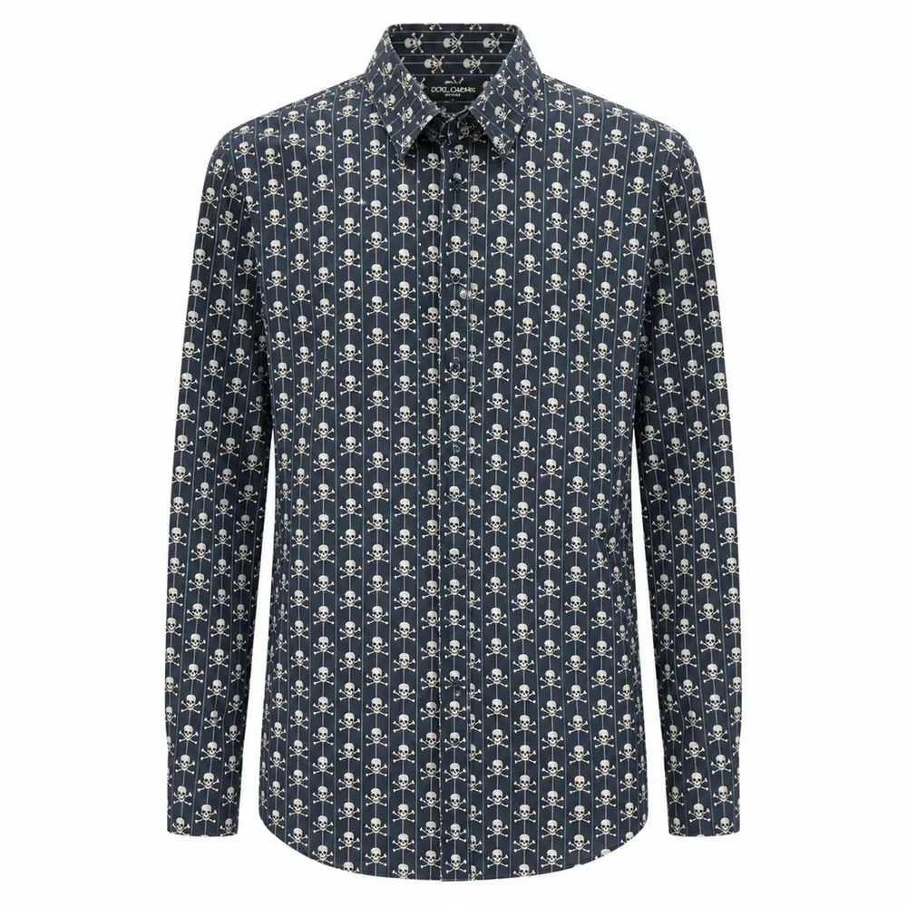Dolce & Gabbana Shirt Print Teschi Blue