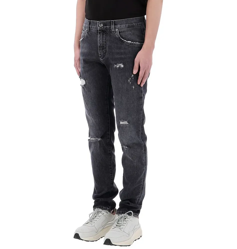 Dolce & Gabbana Lucky Chance Distressed Denim Jeans Grey