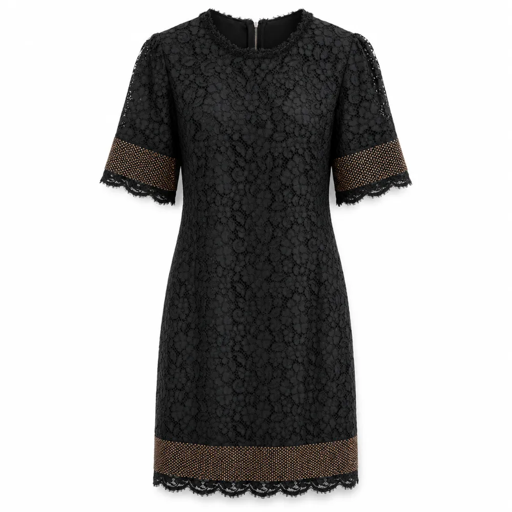 Dolce & Gabbana Dress Lace Strass Black