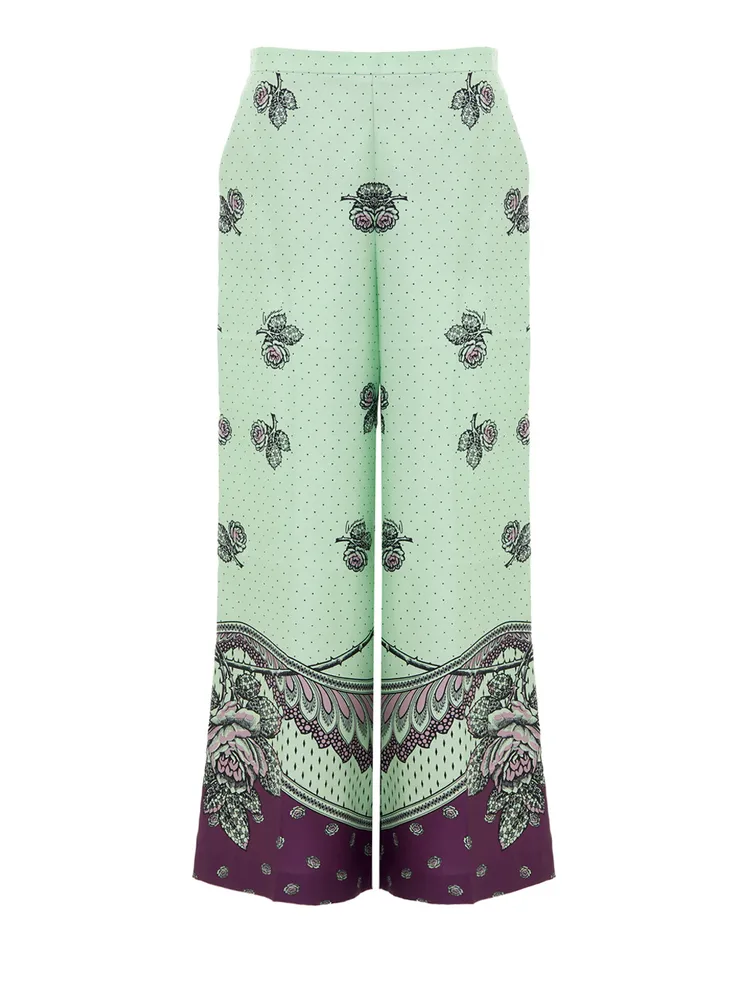 Gucci Print Silk Palazzo Pants