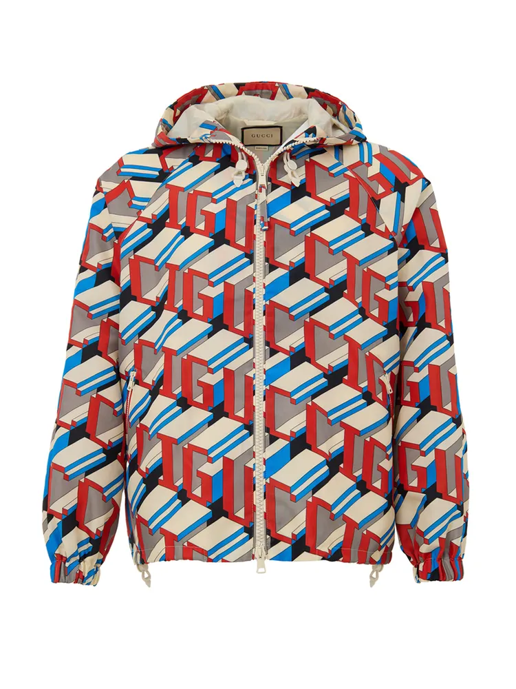 Gucci Nylon Jacket with Multicolor Geometric Print