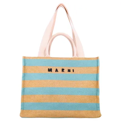 Marni Embroidered Raffia Tote Bag Multicolor