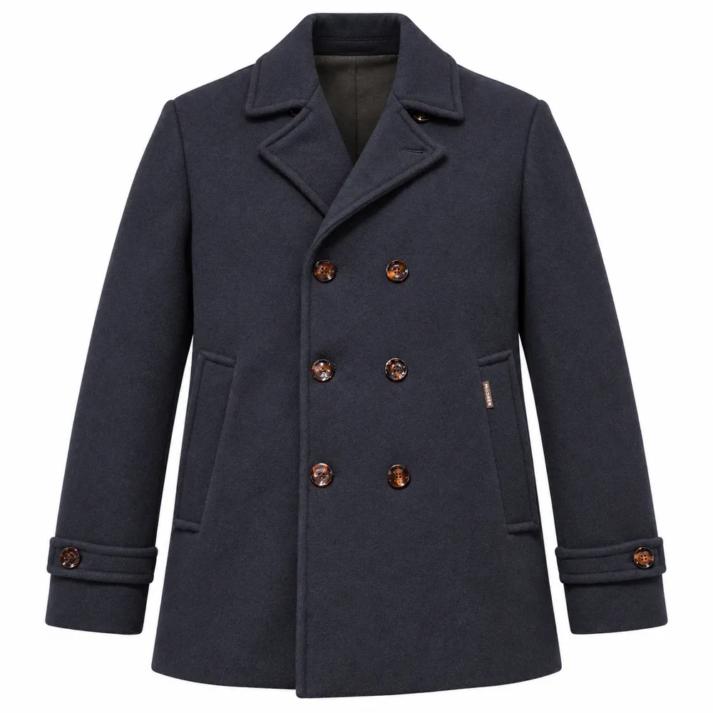 Moorer Coat Double-Breasted Bolgi Navy Blue