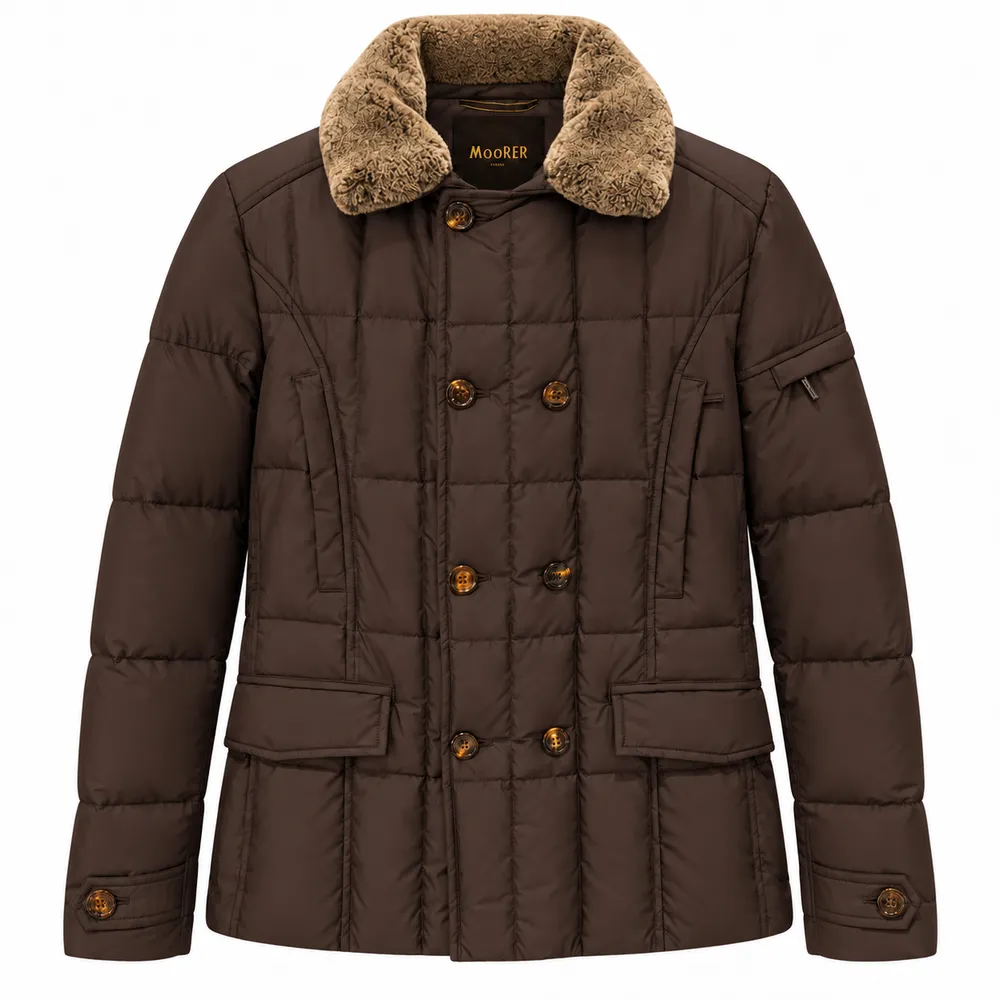 Moorer Down Jacket Pelliccia Brown