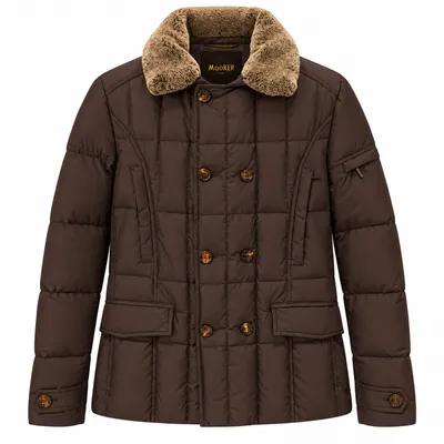 Moorer Down Jacket Pelliccia Brown