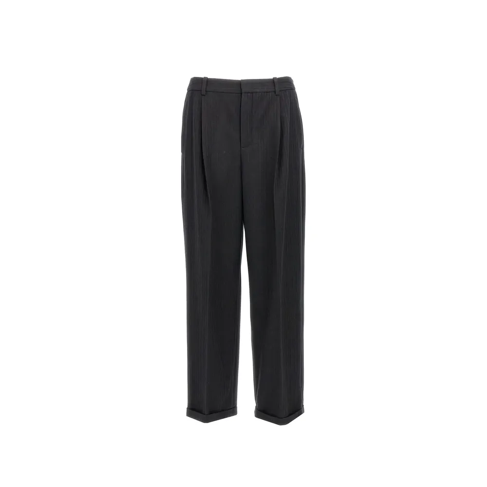 Saint Laurent Cashmere And Wool Flannel 90'S Striped Pants