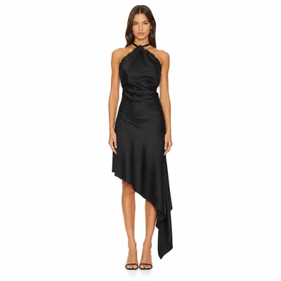 The Attico Dress Asimmentrico Satin Black