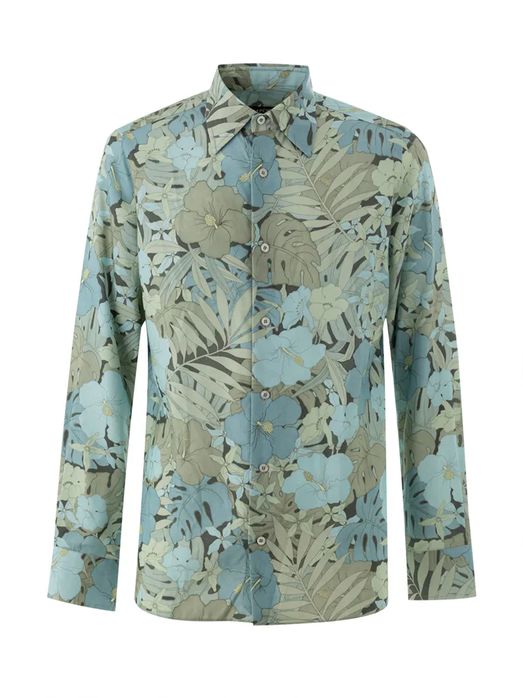 Tom Ford Floral Print Shirt in Light Blue