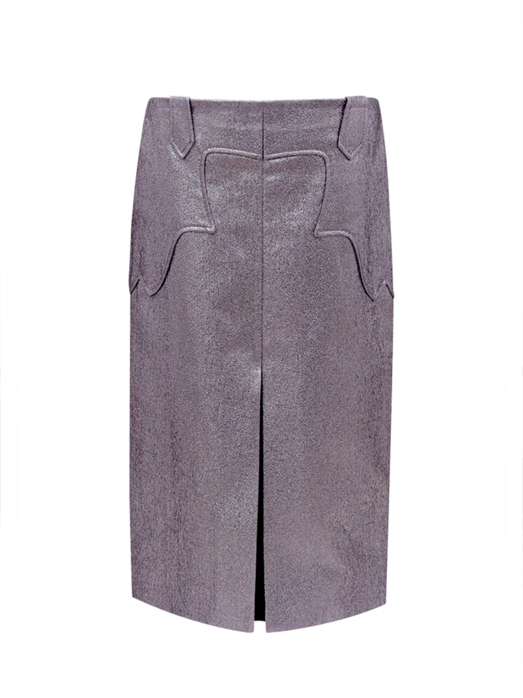 Tom Ford Purple Eco-Leather Lurex Skirt